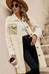 Contrast Flap Pocket Single Breasted Teddy Coat